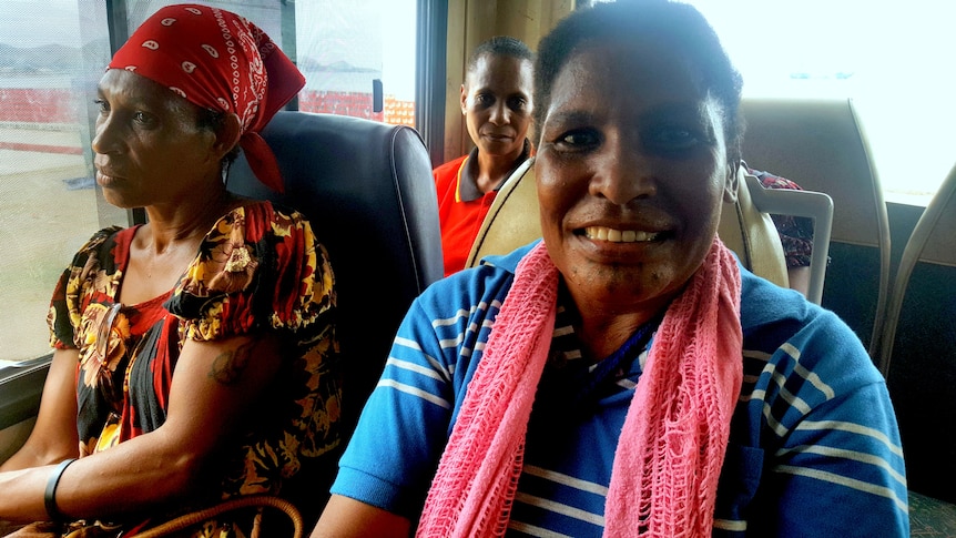 A woman onboard the women only bus in Port Moresby