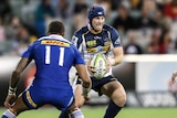 Brumbies centre Pat McCabe takes on the Stormers at Canberra Stadium