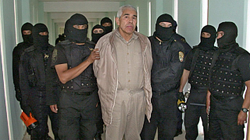 Rafael Caro Quintero under custody in Guadalajara in 2005.