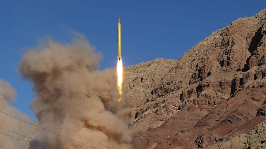 A long-range ballistic missile is launched in northern Iran.