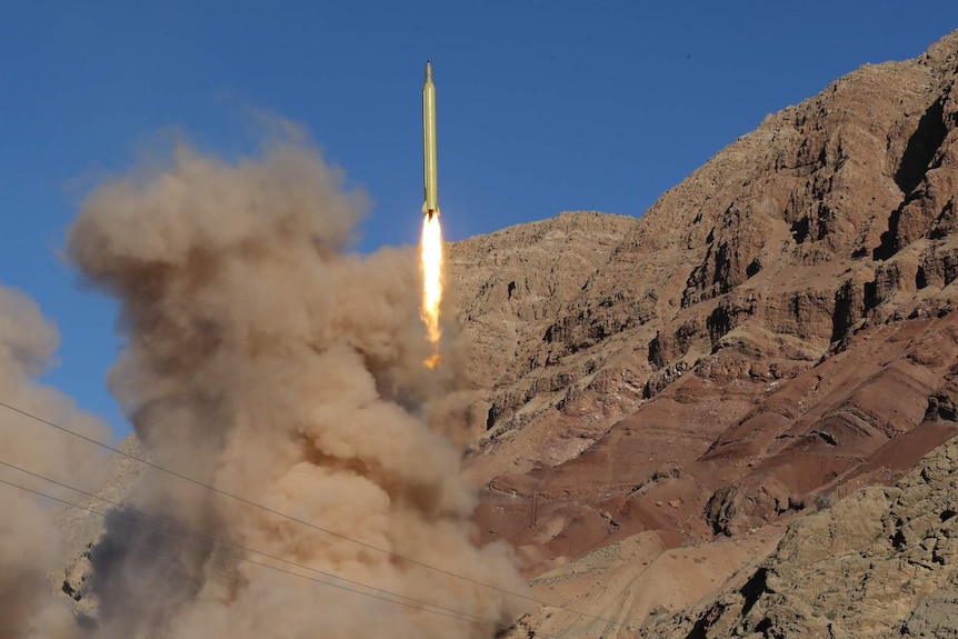 A long-range ballistic missile is launched in northern Iran.