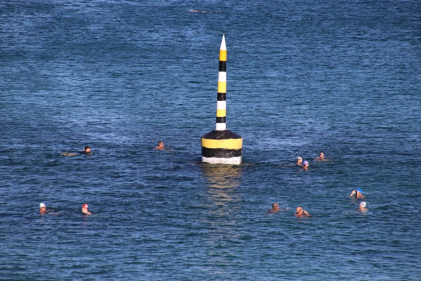 Swimmers in the water at Cottesloe Beach