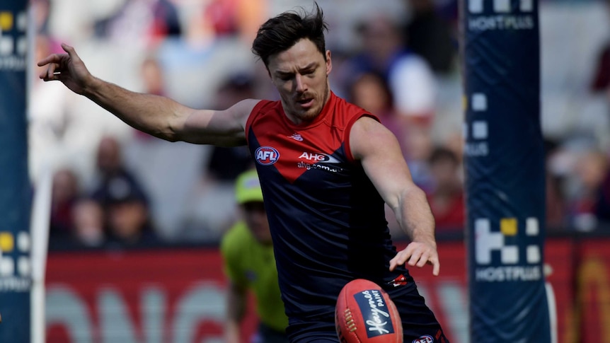 Michael Hibberd kicks out for the Demons