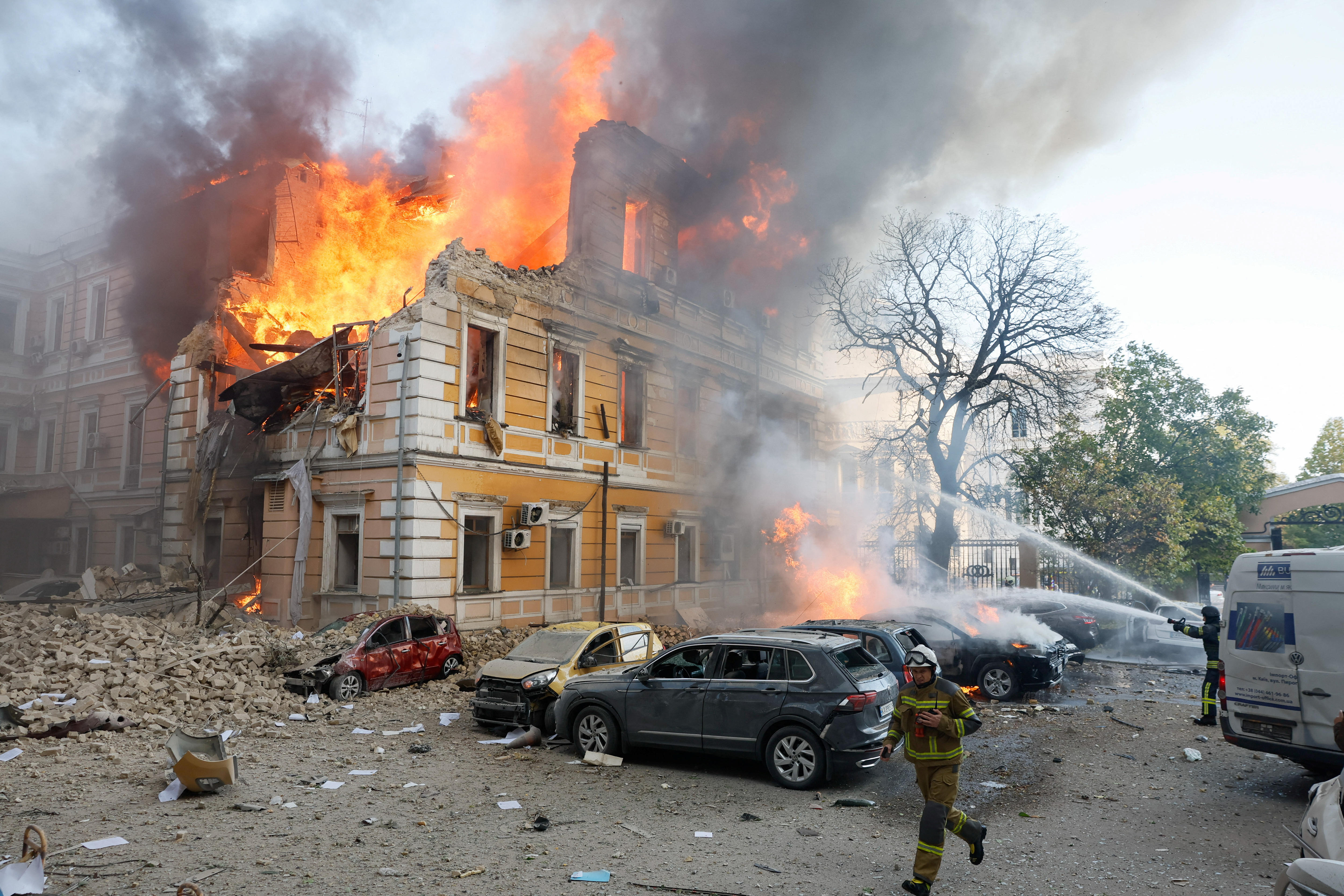 Russian drone strikes hit historic heart of Kyiv