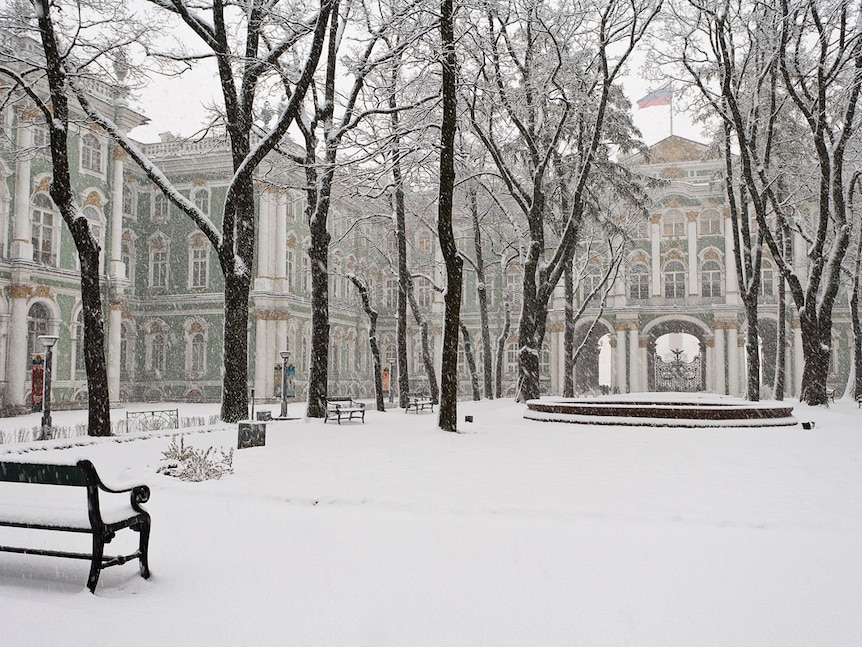 Hermitage Museum, the Winter Palace in Winter, St Petersburg
