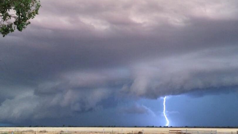 Lightning strikes during a storm at Moonie in Queensland's Darling Downs.
