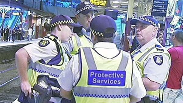 The first batch of Protective Services Officers (PSOs) are on the beat at one of Melbourne's train stations in the CBD.