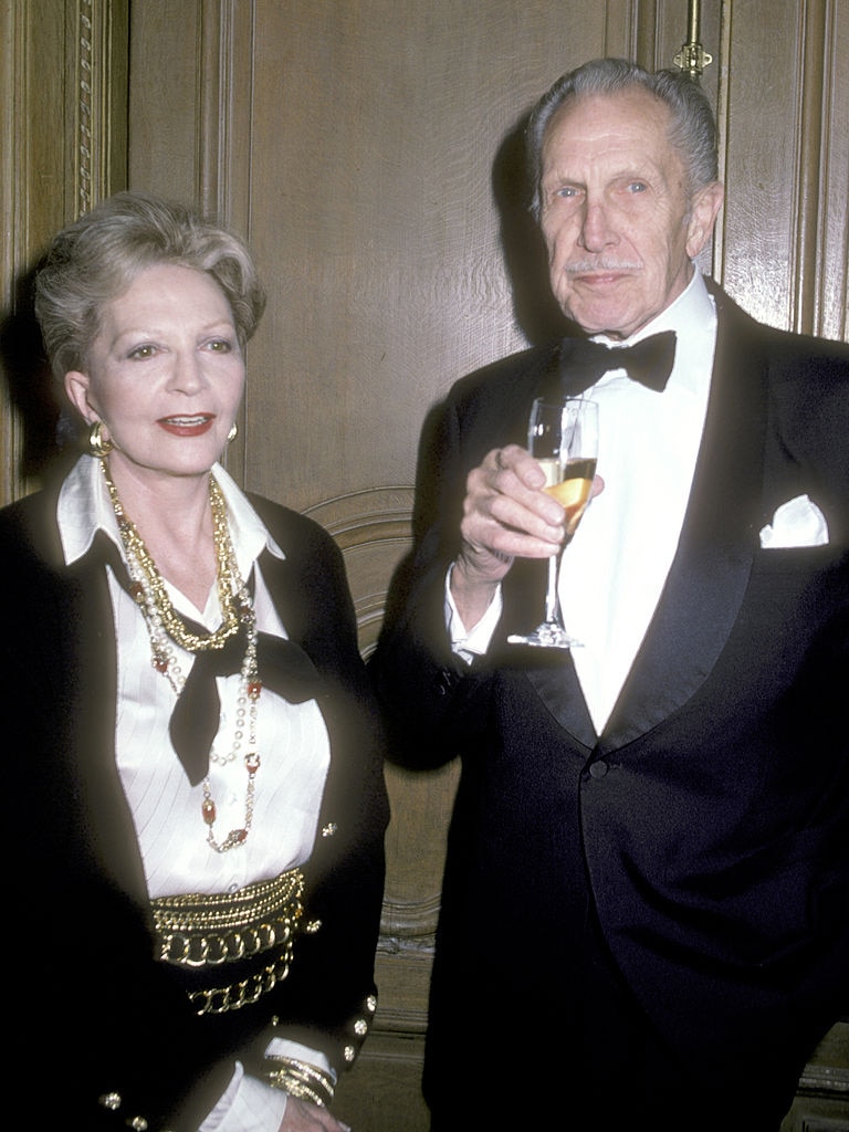 Photograph of Vincent and Coral Browne aged in their sixties looking dapper in black tie. 