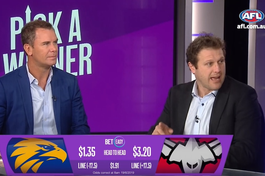 Wayne Carey and Campbell Brown in a promo for BetEasy.
