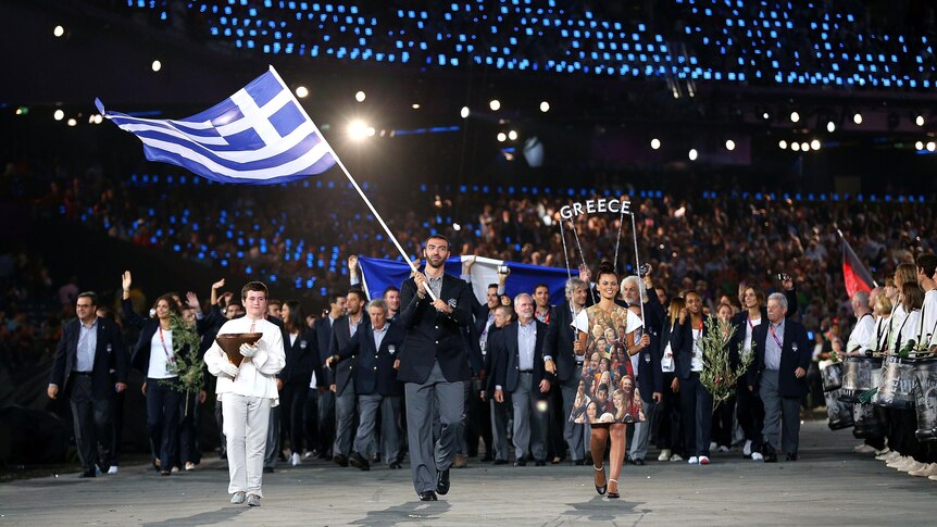 Greece enters Olympic Stadium during the opening ceremony of the London 2012 Olympic Games.