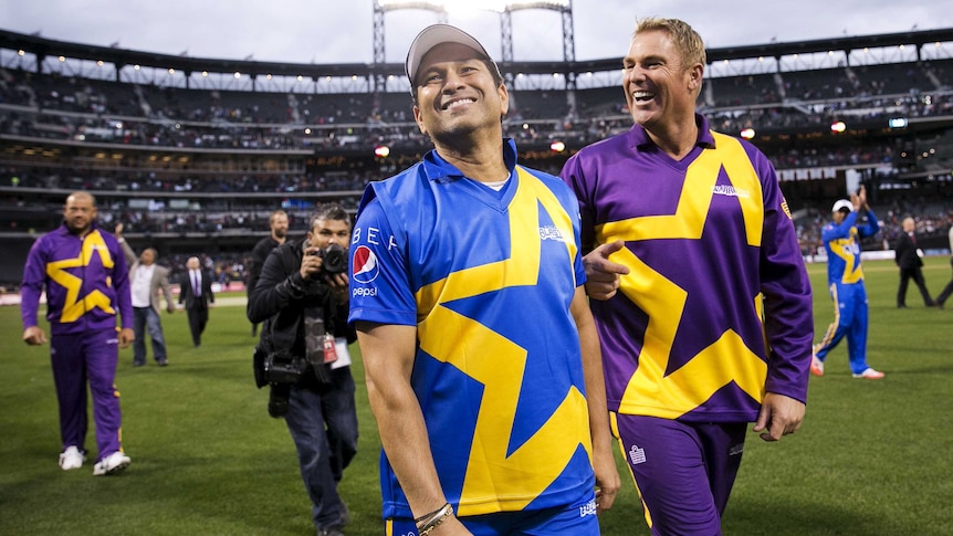 Shane Warne and Sachin Tendulkar at the All-Stars game