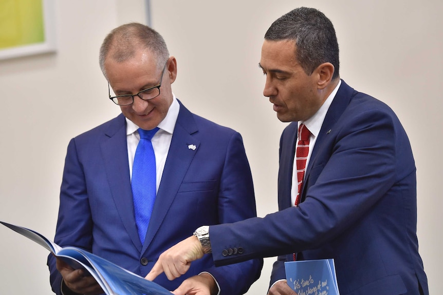 SA Premier Jay Weatherill with Tom Koutsantonis