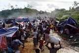 Rohingya refugees are seen at Thaingkhali makeshift refugee camp in Bangladesh.