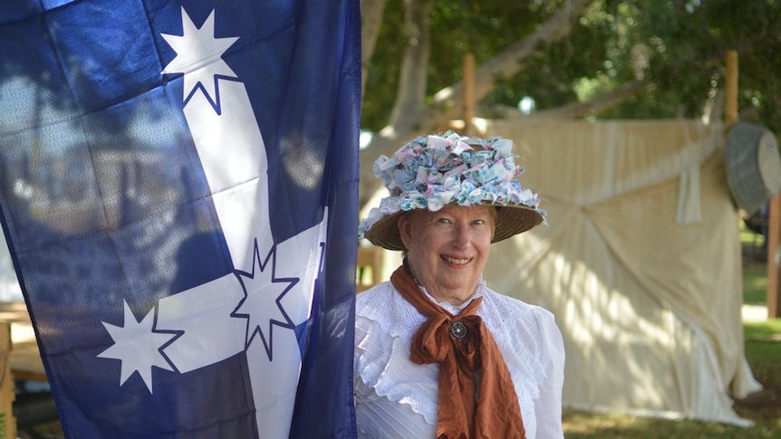 Jaclyn Hine from Brisbane Descendent of Edward Hartnett Murphy dressed for re-enactment.