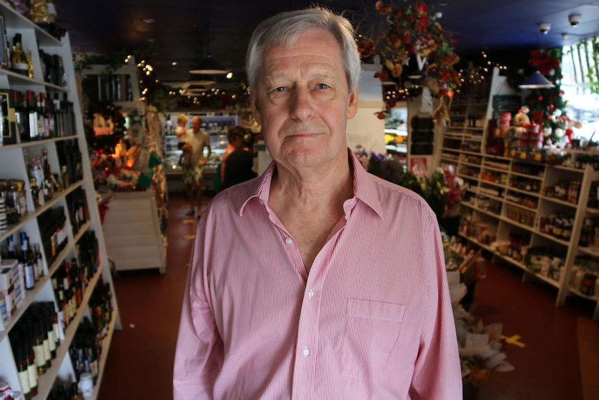 Norris Lewis inside his shop, the Rosalie Gourmet Market in Brisbane.