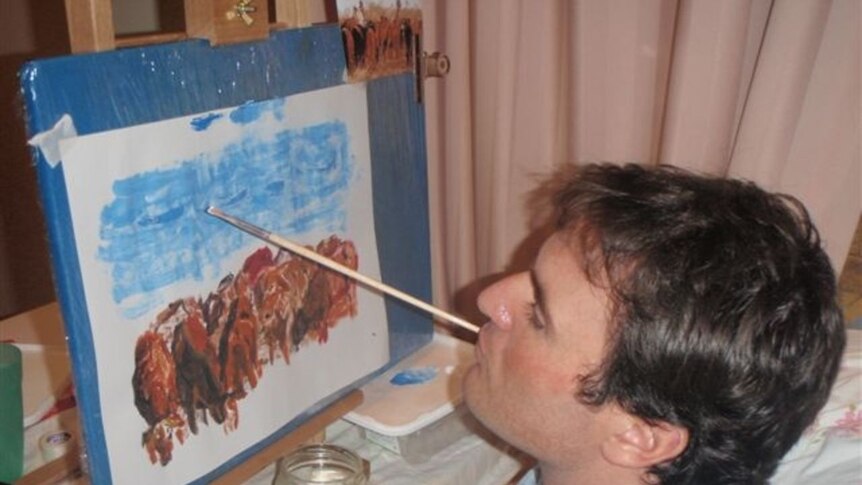28-year-old Rob Cook painting what he knows best, cattle and the country.