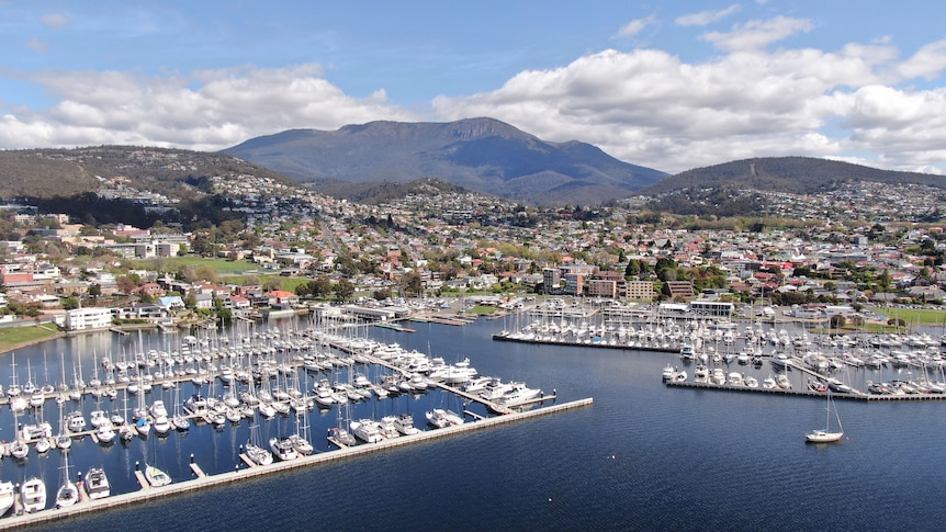 Boat wharfs in Hobart.