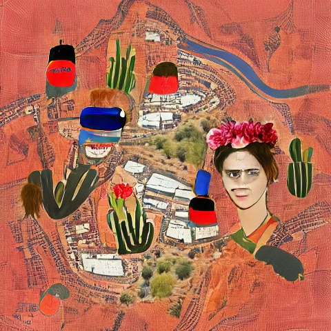 alice springs in the style of frida kahlo