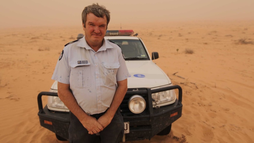 Senior Constable Neale McShane in the Simpson Desert.