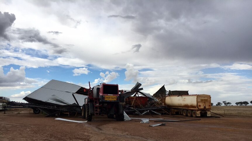 A thunderstorm lasting up to 15 minutes caused damage to a farm in Cunderdin
