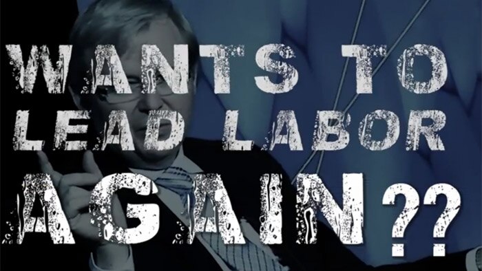 Still image from Liberal Party ad targeting Kevin Rudd.