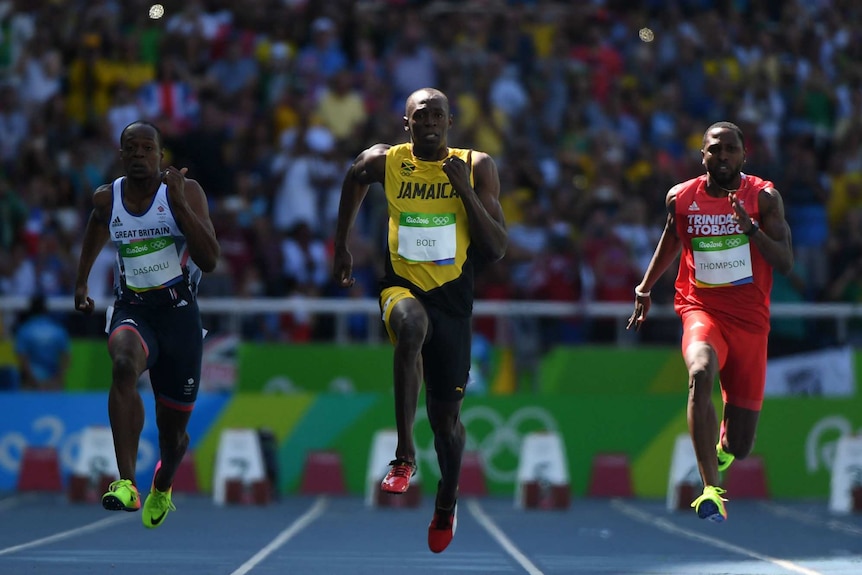 Usain Bolt in the Rio 100m heats