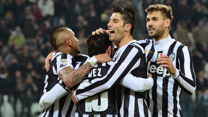 Juventus celebrate a goal in Turin