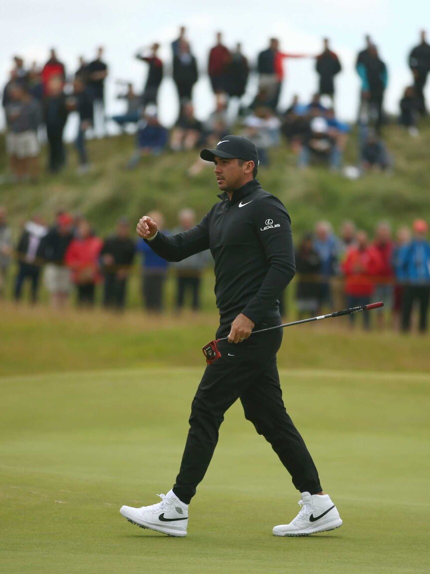 Jason Day strides across the 4th green at the British Open.