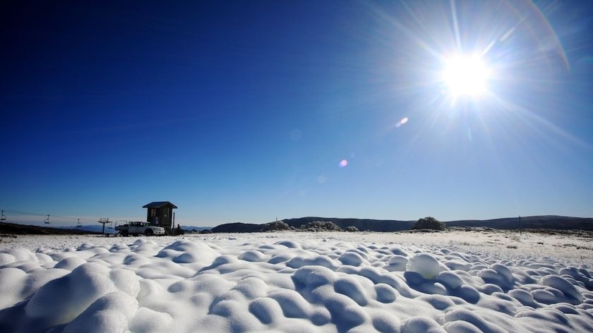 Winter sun shines on snow