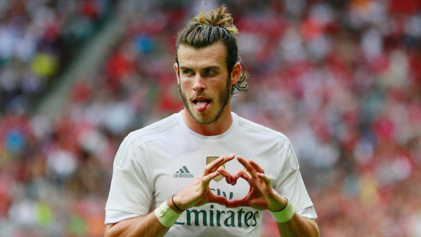 Gareth Bale's heart celebration