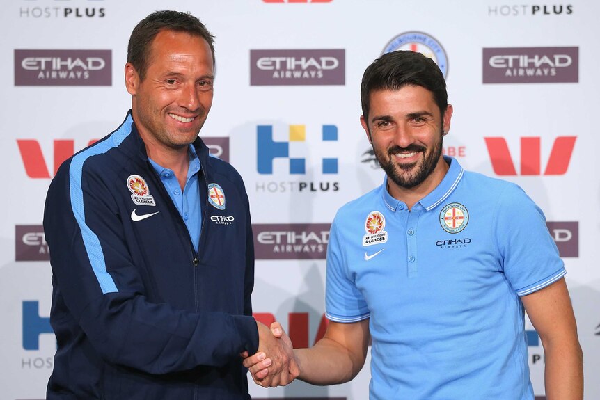 John van 't Schip welcomes David Villa to Melbourne FC