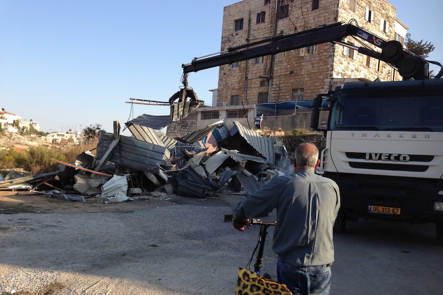 A demolition in Sheikh Jarrah