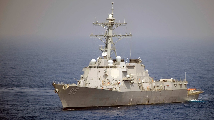 The guided-missile destroyer USS McCampbell transits the western Pacific Ocean.