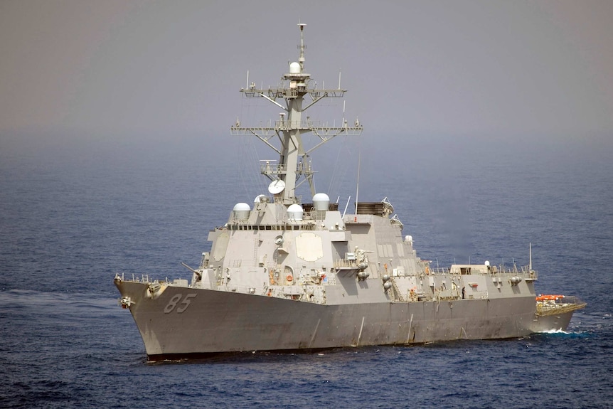 The guided-missile destroyer USS McCampbell transits the western Pacific Ocean.
