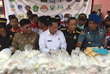 Chief of Indonesia's National Narcotics Board Budi Waseso inspects his Bureau's latest haul of 270 kilograms of Ice