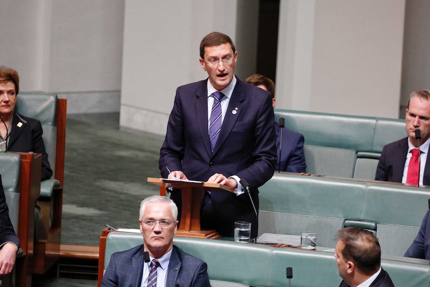 Le député libéral Julian Leeser prononce son premier discours devant le Parlement, le 14 septembre 2016.