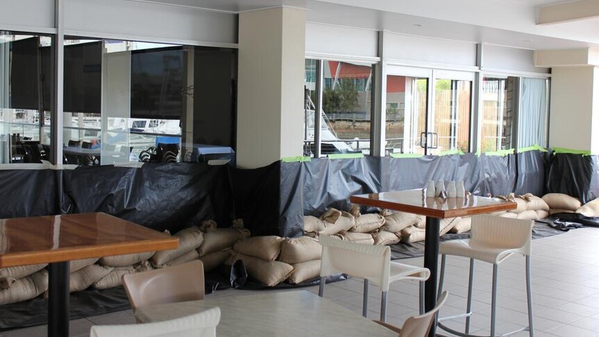 The Townsville Yacht Club has sandbagged its clubhouse.