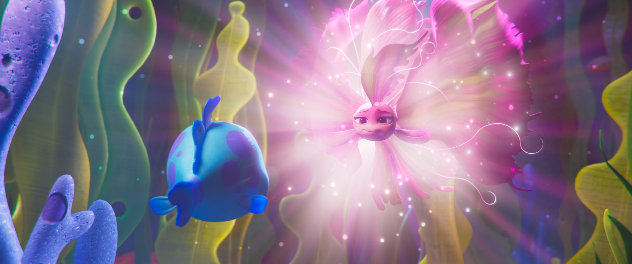 Un pez rosado de aspecto mítico.