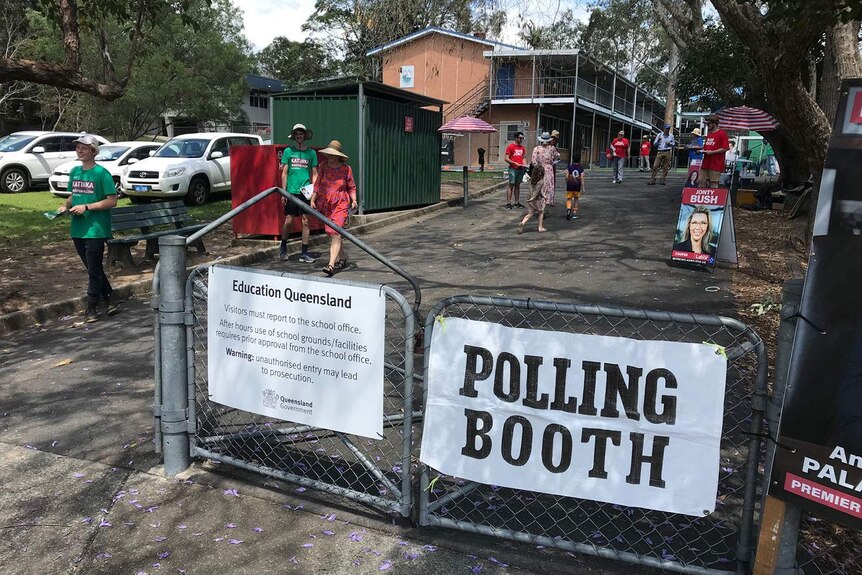 Voters at polling station at Payne Road State School at The Gap in Brisbane.