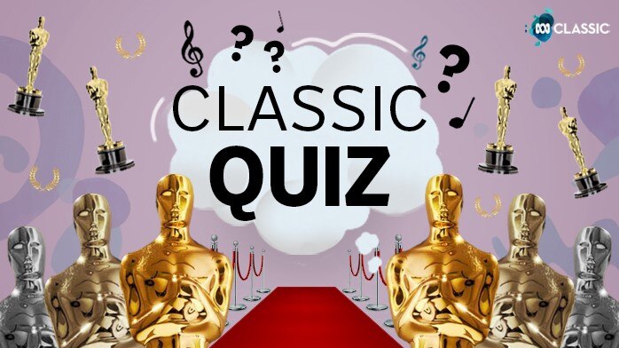 Oscar statues float on a purple background with a red carpet and the text "Classic Quiz" in a thought bubble