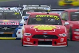 Supercars in action in round one of the All Stars Eseries