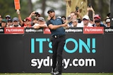Australia's Jason Day hits his tee-shot on the 17th in round two at the 2017 Australian Open.