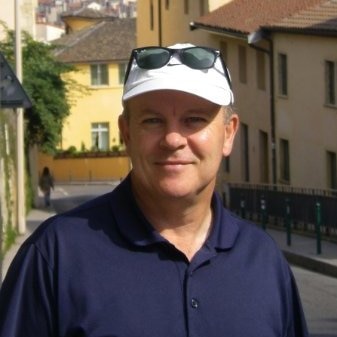 David O'Sullivan standing in the street with a hat and sunglasses on his head.