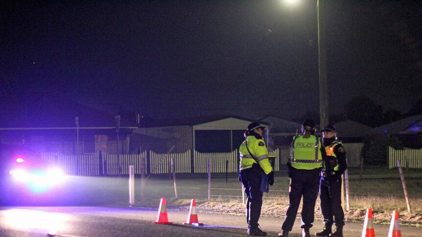 Tasmania Police at a checkpoint in Perth, targeting crime across the state's north.