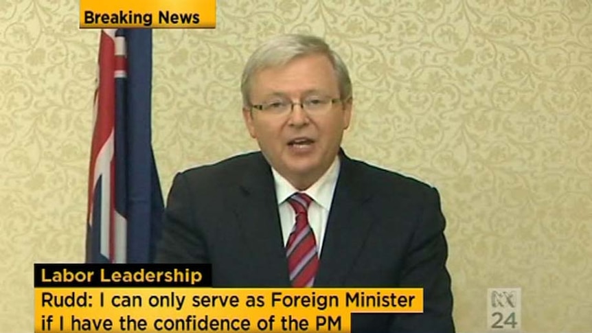 Kevin Rudd resigns from his position as foreign minister
