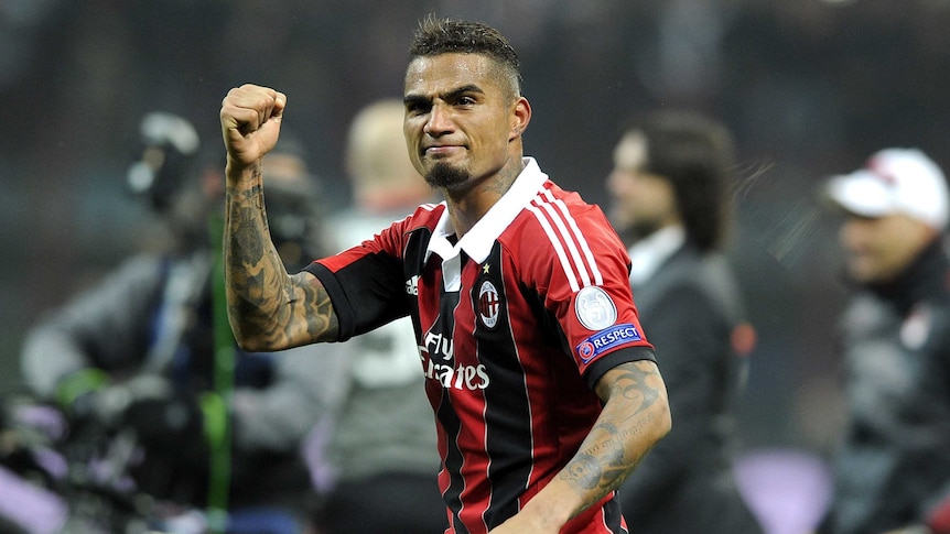 Boateng acknowledges the crowd