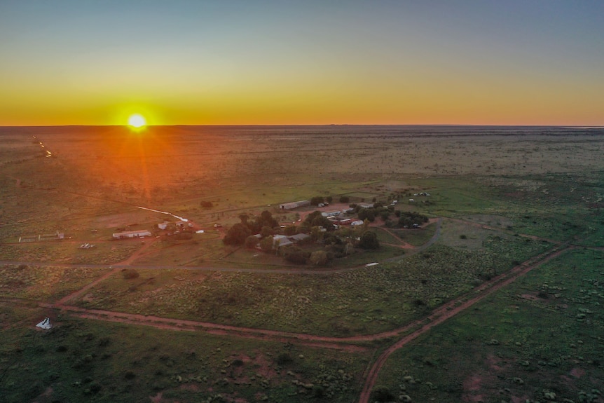 Sunset over a remote station in WA's Exmouth region.