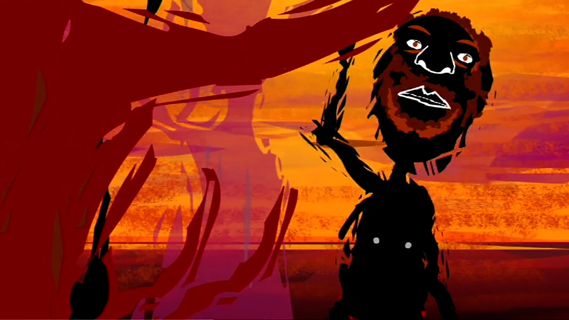 Animated image of a person walking in the bush