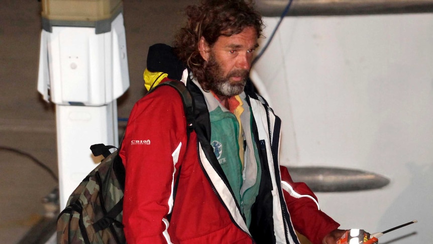Glenn Ey, after being rescued from his yacht 270 nautical miles off Sydney's coast.