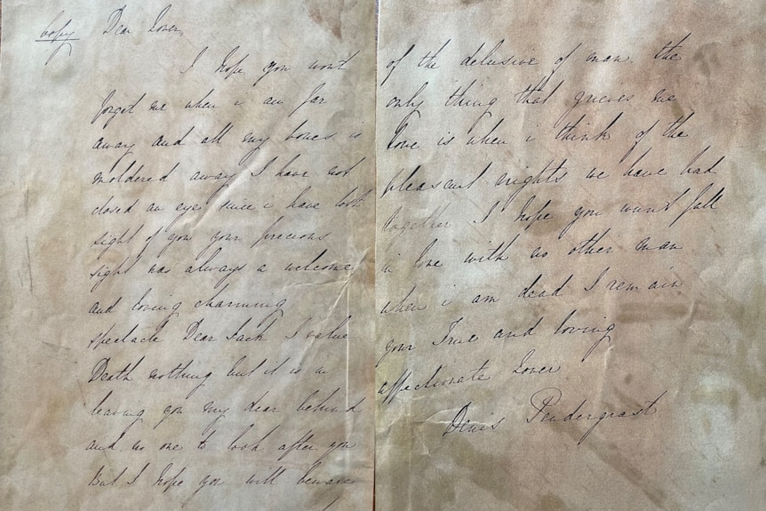 hand writtern letter in old fashioned handwriting on dirty paper 